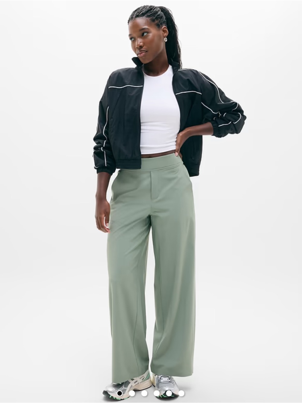 ATHLETA Brooklyn Mid Rise Wide Leg Pant Sage Green NWT
